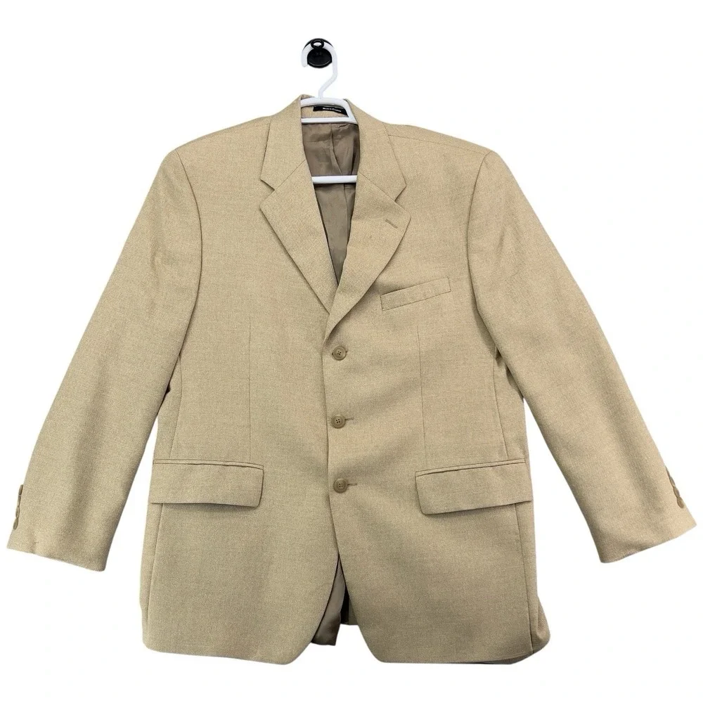 Polo University Ralph Lauren Sport Coat Blazer 43R Beige Silk Wool Herringbone